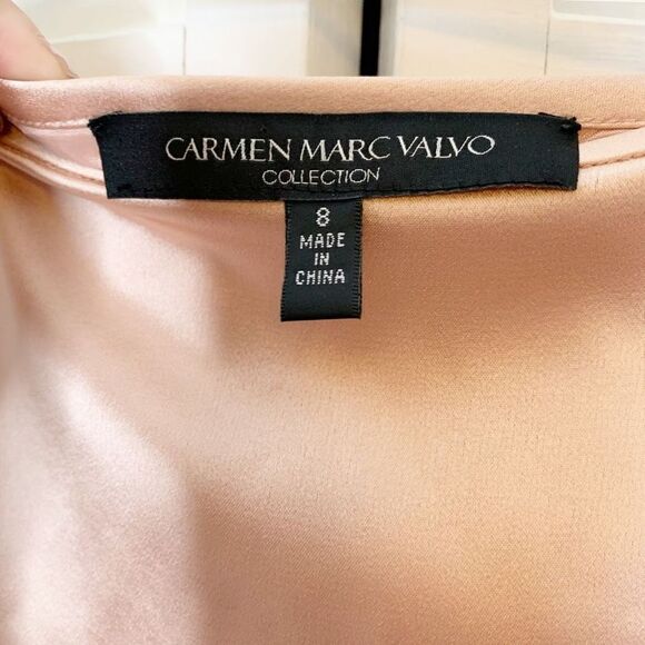 Carmen Marc Valvo Collection Satin Blush Pink Midi Skirt & Top Set Women’s 8/12 - Picture 15 of 16